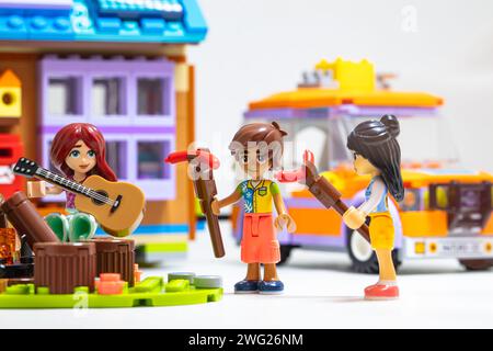 Billund, Denmark - February 1, 2024: Lego Friends Mobile Tiny House Stock Photo