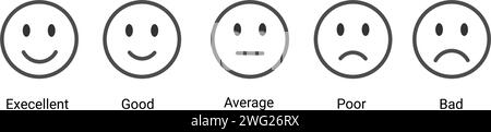 Smiley rating icon set. emojis flat style Stock Vector