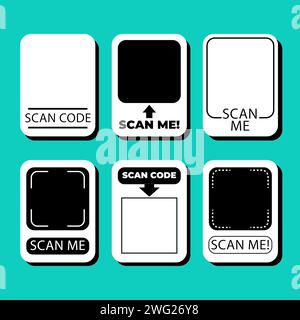 Scan Me. QR code set. Scan qr code icon. Template scan me Qr code for a smartphone. Stock Vector