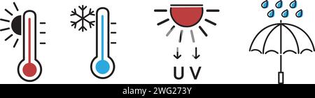 Weather icons. Weather forecast icon set. Clouds logo. Weather , clouds, sunny day. Vector illustration.  Stock Vector