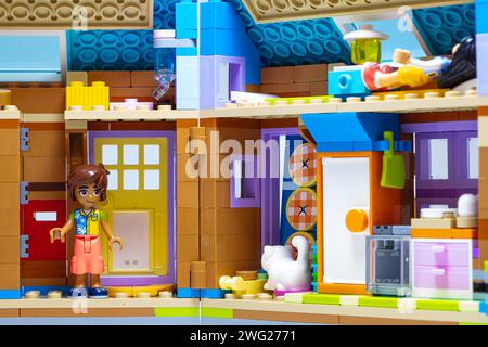 Billund, Denmark - February 1, 2024: Lego Friends Mobile Tiny House Stock Photo