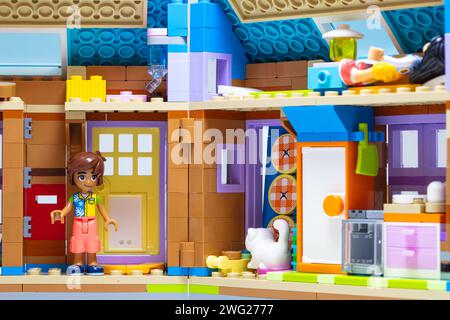 Billund, Denmark - February 1, 2024: Lego Friends Mobile Tiny House Stock Photo