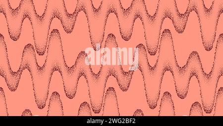Dotwork seamless wave pattern. Noise stipple dots texture. Dotted vector background Stock Vector