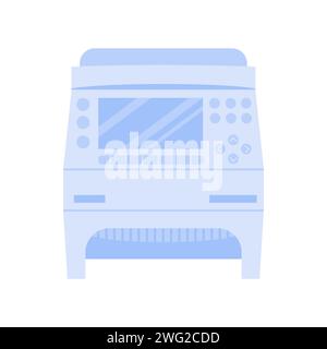 Covid-19 RT PCR machine. DNA amplifier device. Thermocycler for Coronavirus test. Thermal cycler for polymerase chain reaction. Vector illustration is Stock Vector