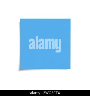 Blue empty sticky note with shadow isolated on white background, front view adhesive paper with copy space Stock Photo