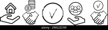 trust, confidence and trustworthy vector line icons - thin line icon collection on white background Stock Vector