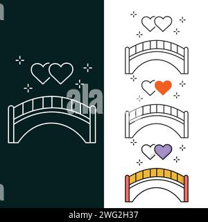 "Love Bridge Vector Illustration Icon Design" Stock Vector