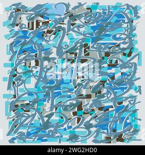 Doodle Handdrawn Pop Design, Primary Colors, Abstract Vibrant Line Illustration, Tablet Notebook Sketch Stock Vector
