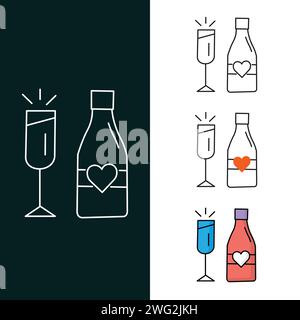 "Glass and Bottle Vector Illustration Icon Design" Stock Vector