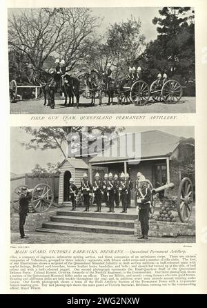 Vintage picture Australian army, Queensland Defence Force, Artillery, Victoria Barracks Brisbane, Military history, 1890s 19th Century Stock Photo