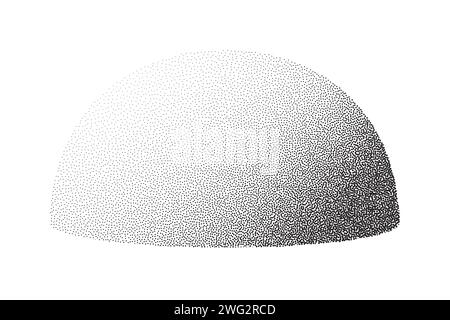 Dotwork 3d hemisphere background. Black noise stipple dots. Dotted vector Stock Vector