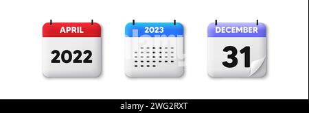 Calendar date 3d icon. Agenda schedule plan. Events organizing and planning for 2022, 2023 year. Vector Stock Vector