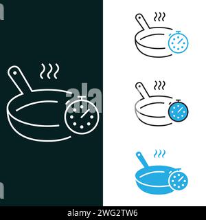 'Frying Pan Cooking Timer Vector Icon Design' Stock Vector