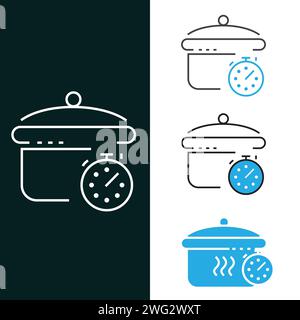 Meal preparation time icons. Cook time icons. Boiling time. Frying time ...