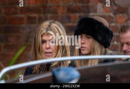 London, England, UK. 2nd Feb, 2024. KATE GARRAWAY leaves St Mary The Virgin Church in London with her daughter DARCEY at funeral of her husband Derek Draper. (Credit Image: © Tayfun Salci/ZUMA Press Wire) EDITORIAL USAGE ONLY! Not for Commercial USAGE! Stock Photo