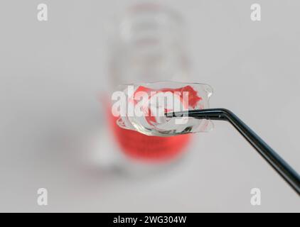 closeup photo of implantable collamer lens (ICL) for refractive error surgery Stock Photo