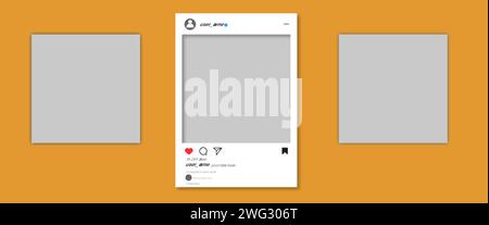 Interface carousel post on social network, social media slider photos frame mockups design concept, instagram feed post  Stock Vector