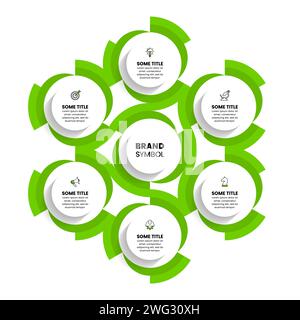 Infographic template with icons and 6 options or steps. Abstract circles. Can be used for workflow layout, diagram, banner, webdesign. Vector illustra Stock Vector