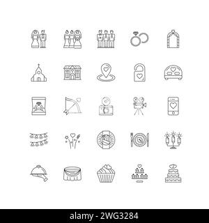 "Bride and Groom vector Icon Pack" Stock Vector