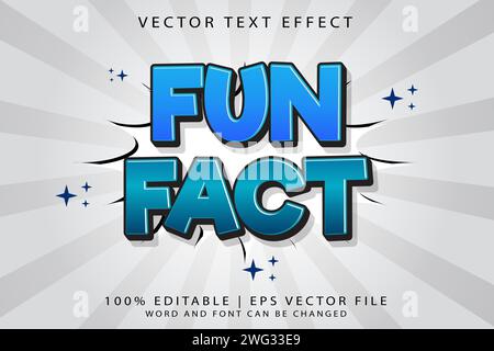 Editable text effect Interesting Fact 3D Premium vector cartoon template style Stock Vector