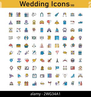 "Wedding Icon Pack Vector Illustration Design" Stock Vector