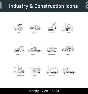 Construction & Industry Vector Illustration Icon Pack Stock Vector
