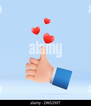 3D thumb up hand gesture Stock Vector