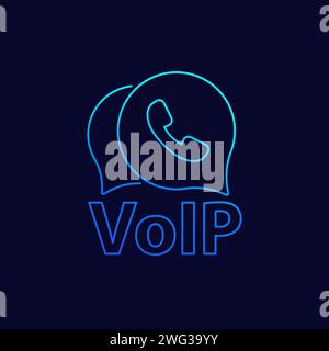 Voip telephony thin line icon, vector Stock Vector