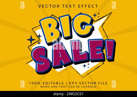 Big Sale 3D cartoon template style premium vector with editable text effect Stock Vector
