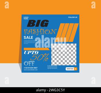 Big Fashion Social Media Post Design Stock Vector