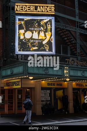 David T. Nederlander Theatre with the 'The Who's Tommy' Marquee, NYC, USA  2024 Stock Photo