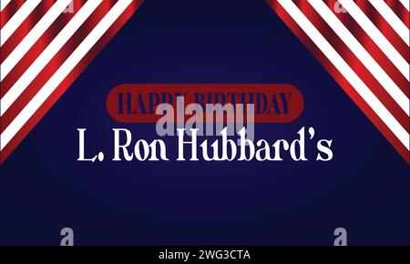 L. Ron Hubbard's Birthday Stylish Text Design Stock Vector