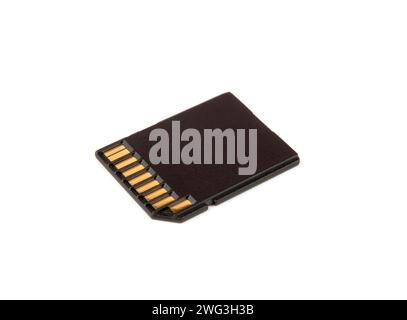 SD memory card. A card with metal contacts. The concept of memory cards for different equipment. Stock Photo