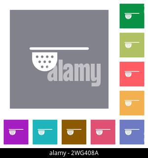 Tea stainer flat icons on simple color square backgrounds Stock Vector