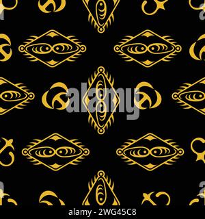gold ink ethnic objects seamless pattern vector Stock Vector