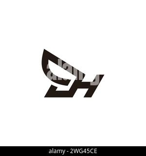 letter h simple wing geometric line logo vector Stock Vector