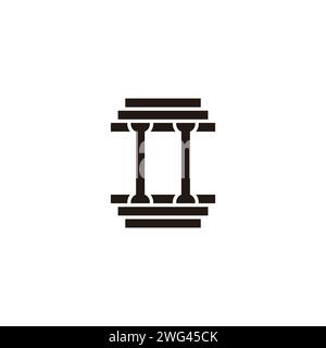 two dumbells stripes simple logo vector Stock Vector