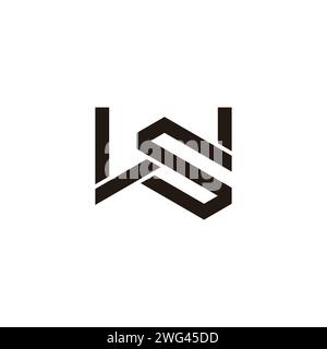 letter ws simple geometric stripes line logo vector Stock Vector