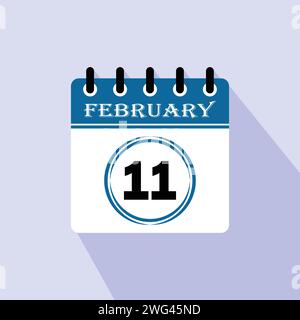 Icon calendar day - 11 February. 11th days of the month, vector illustration. Stock Vector