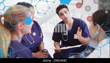 Image of medical data processing over diverse doctors Stock Photo