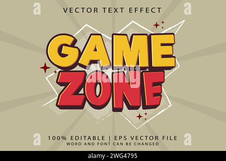 Game Zone 3d cartoon template style premium vector with editable text effect Stock Vector