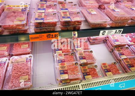 Minced meat in a grocery Stock Photo