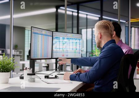 Spreadsheet Analyst Employee Worker. Medical Report On Computer Stock Photo