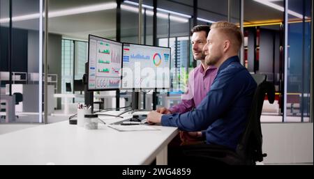 Data Analyst Using Data Analytics KPI Dashboard Stock Photo