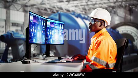 Man Working In Power Plant Electricity Generation Stock Photo