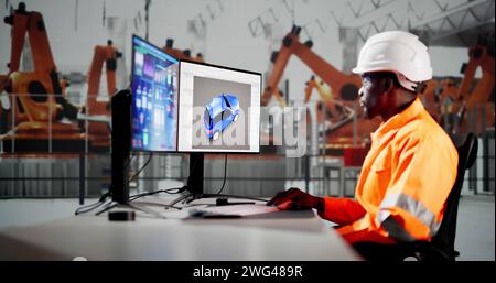 African American Coder Using Computer At Desk. Web Developer Stock Photo