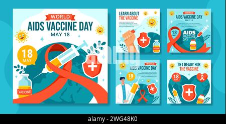 Aids Vaccine Day Social Media Post Flat Cartoon Hand Drawn Templates Background Illustration Stock Vector