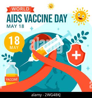 Aids Vaccine Day Social Media Illustration Flat Cartoon Hand Drawn Templates Background Stock Vector