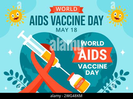 Aids Vaccine Day Social Media Background Flat Cartoon Hand Drawn Templates Illustration Stock Vector