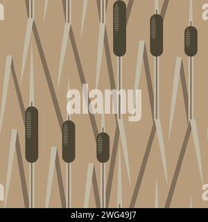 Winter Typha. Minimalist landscape design. Leaves and inflorescences ...